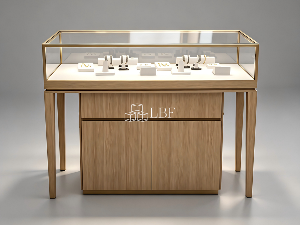 Log – style Light – luxury Jewelry Flat Cabinet